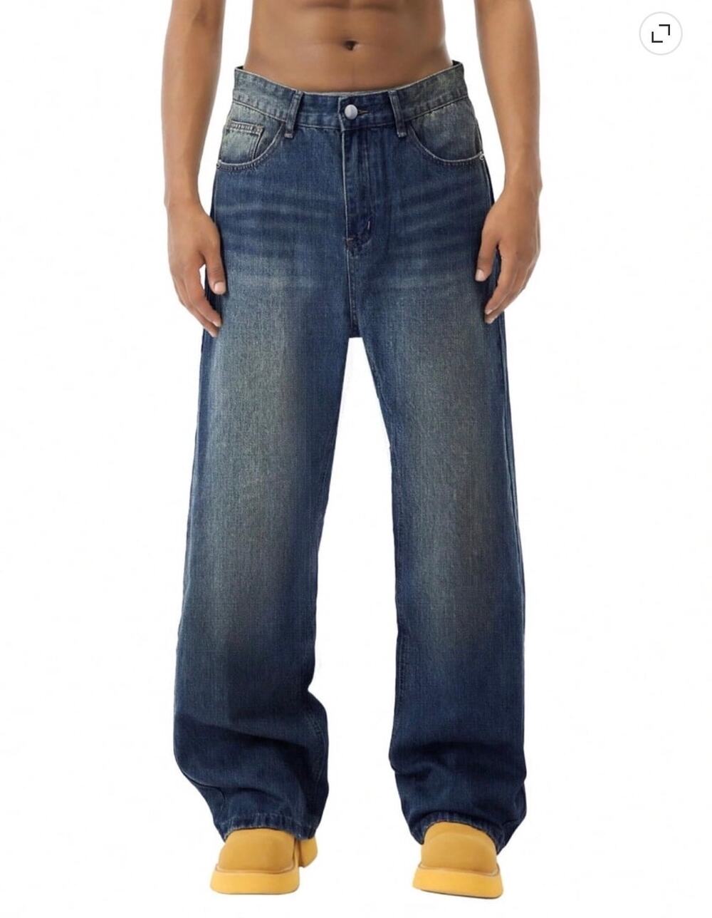 NWT ~ Men's Wide Leg Denim Dk Blue Jeans Y2K Loose Fit 90s Streetwear Pants ~ 2X